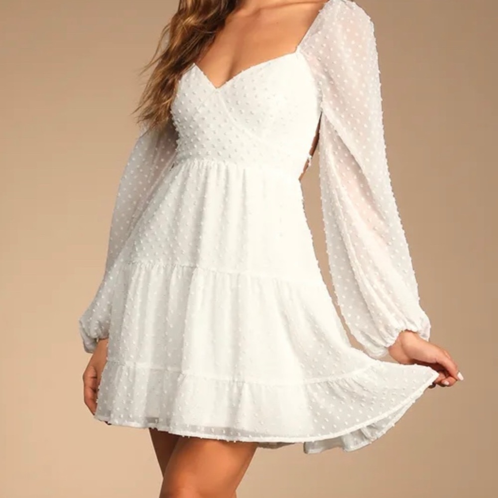 Like New, Lulu’s White Swiss Dot Mini Dress (Sold Out Online)